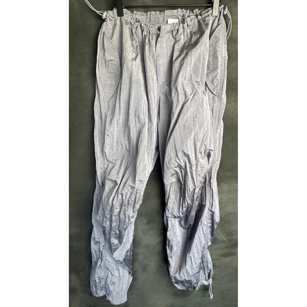 iets frans Parachute Pants L Purple Metallic Nylon Joggers Y2K Baggy Track Pants - Picture 4 of 7